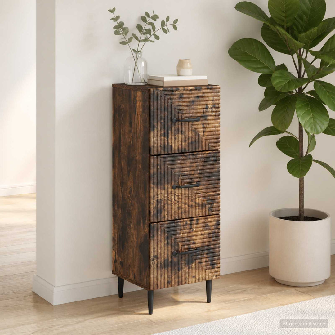 Skuffeskab Røget eg 33 x 34,5 x 89,5 cm Konstrueret træ
