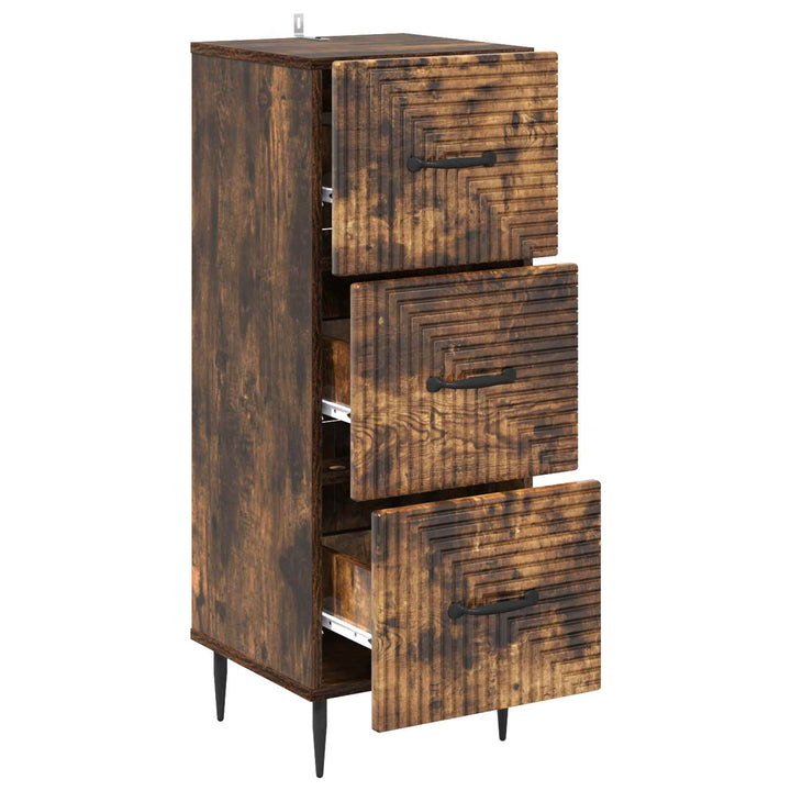 Skuffeskab Røget eg 33 x 34,5 x 89,5 cm Konstrueret træ