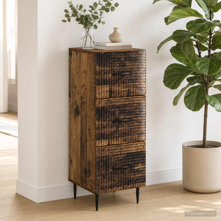 Skuffeskab Gammelt træ 33 x 34,5 x 89,5 cm Konstrueret træ