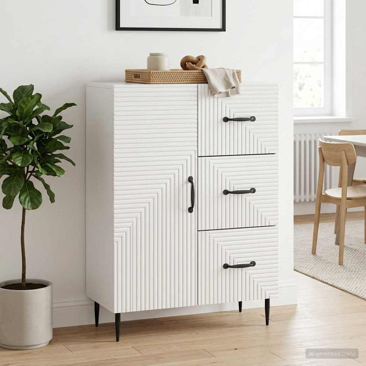 Sideboard Hvid højglans 66 x 34,5 x 89,5 cm Konstrueret træ