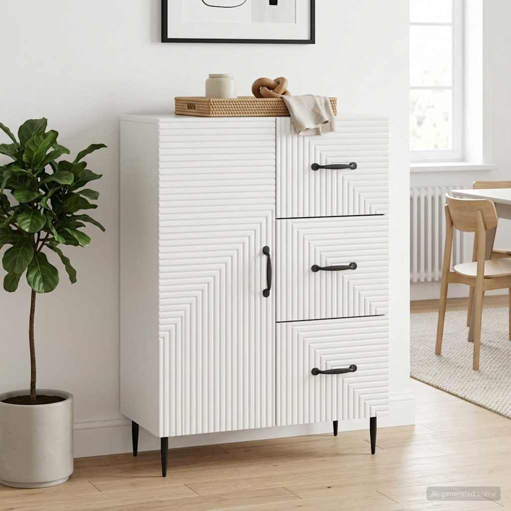 Sideboard Hvid højglans 66 x 34,5 x 89,5 cm Konstrueret træ
