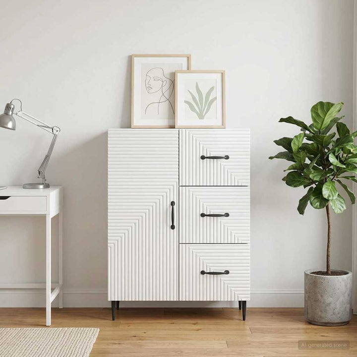 Sideboard Hvid højglans 66 x 34,5 x 89,5 cm Konstrueret træ