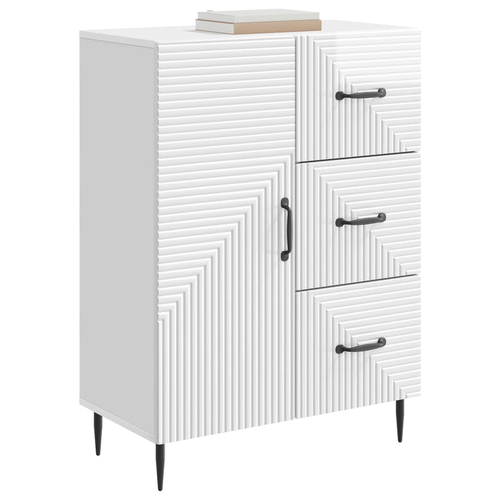 Sideboard Hvid højglans 66 x 34,5 x 89,5 cm Konstrueret træ