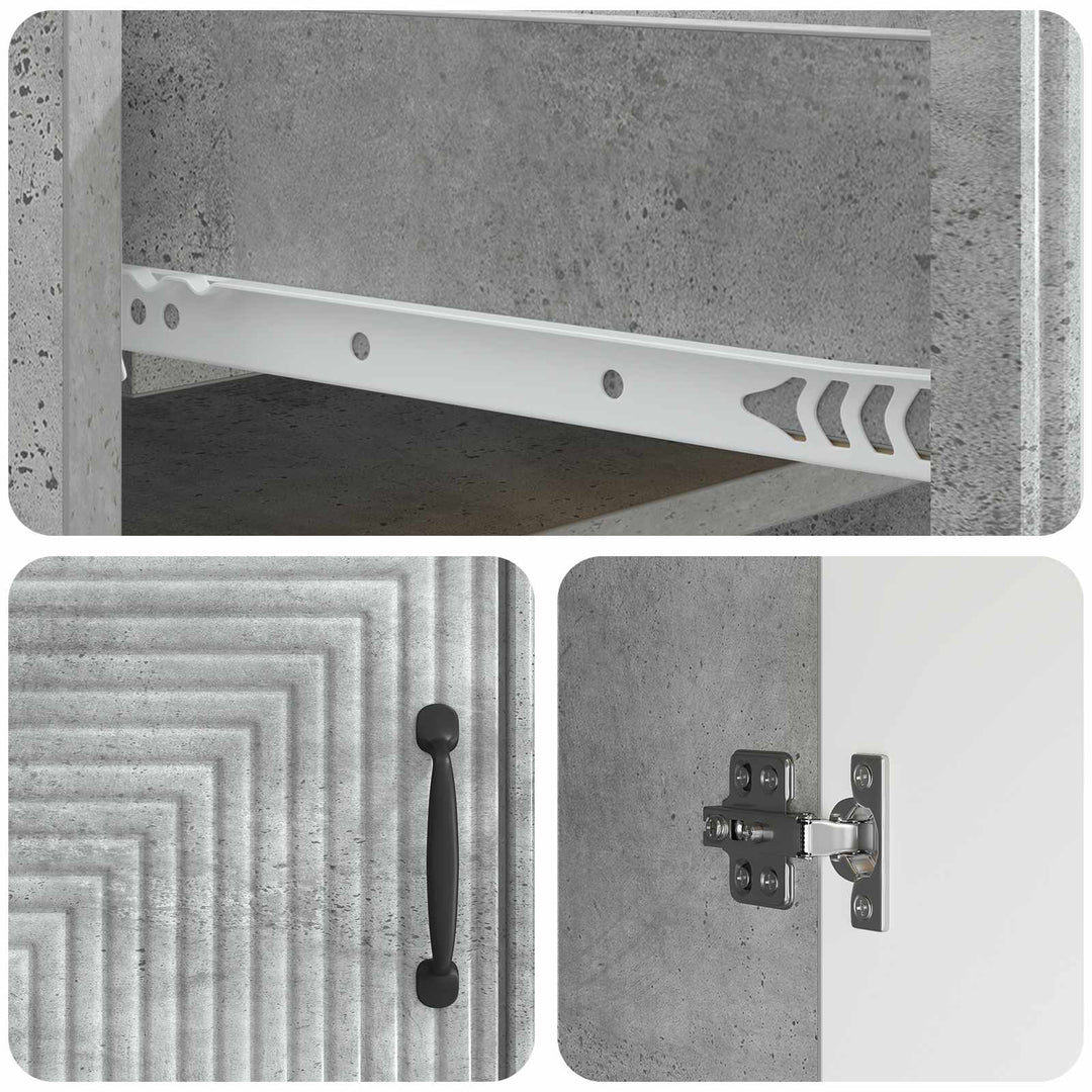 Sideboard Betongrå 66 x 34,5 x 89,5 cm Konstrueret træ