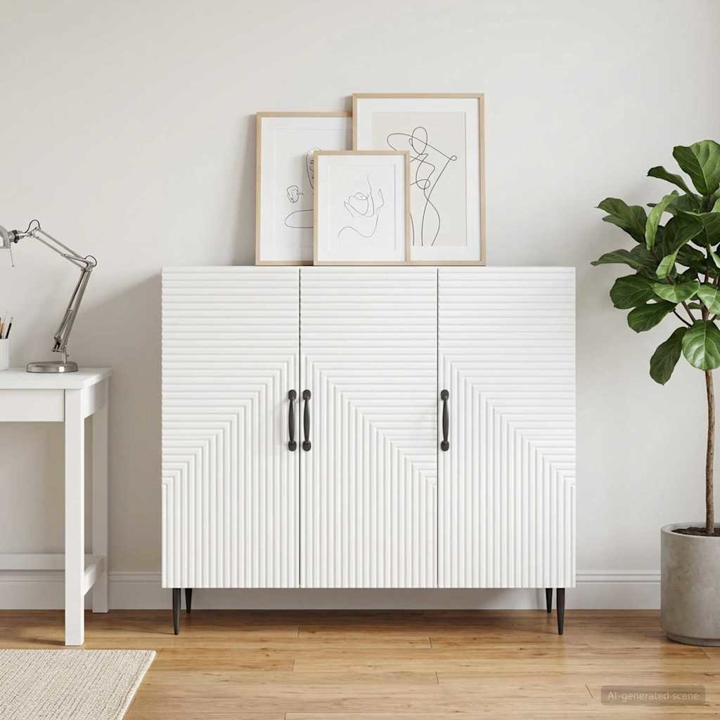 Sideboard Hvid 89 x 34,5 x 80 cm Konstrueret træ