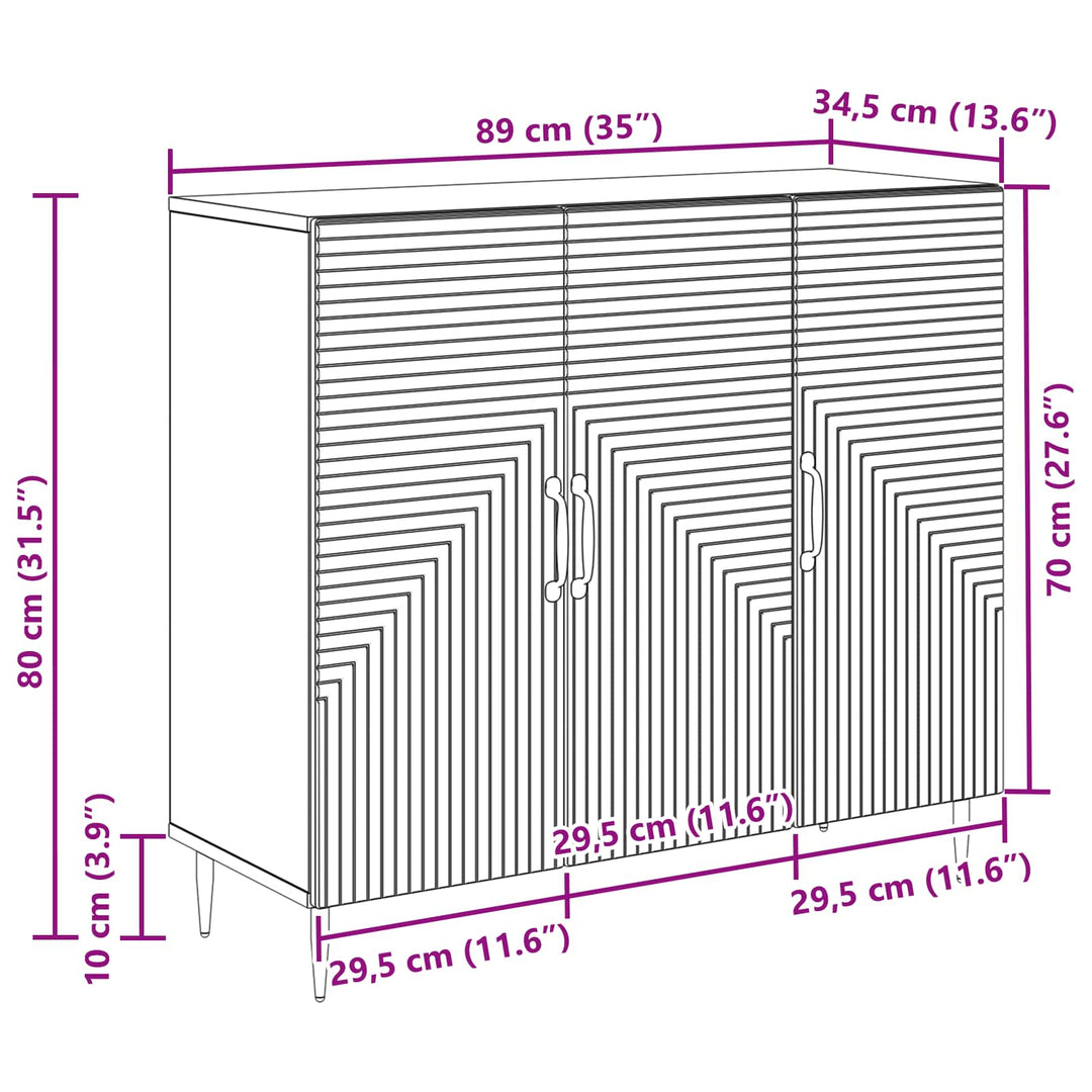 Sideboard Hvid 89 x 34,5 x 80 cm Konstrueret træ