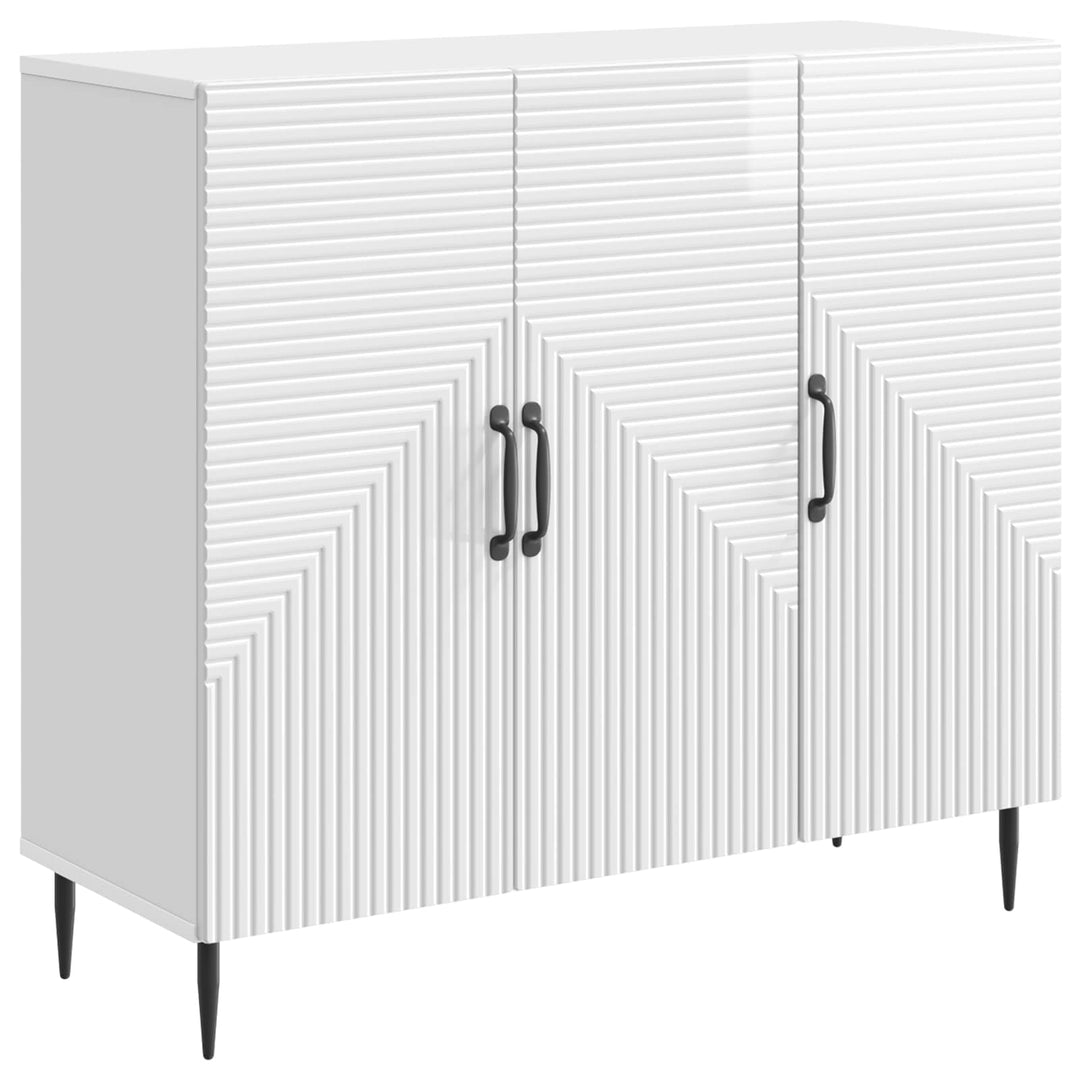 Sideboard Hvid højglans 89 x 34,5 x 80 cm Konstrueret træ