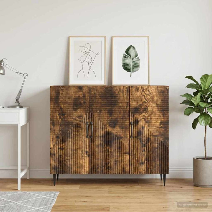 Sideboard Røget eg 89 x 34,5 x 80 cm Konstrueret træ