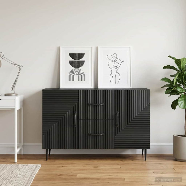 Sideboard med skuffe Sort 89 x 34,5 x 60 cm Konstrueret træ