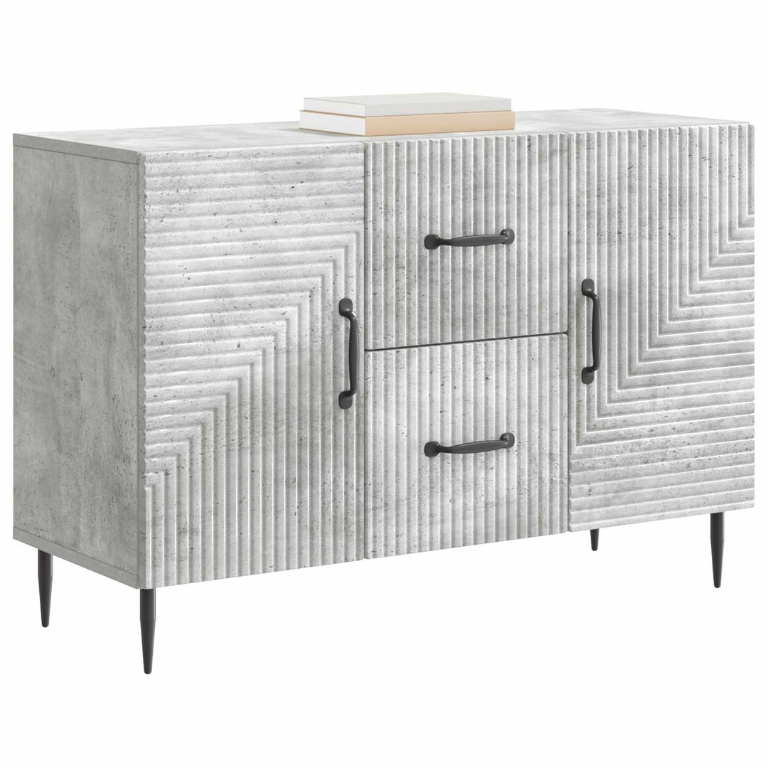 Sideboard med skuffe Betongrå 89 x 34,5 x 60 cm Konstrueret træ