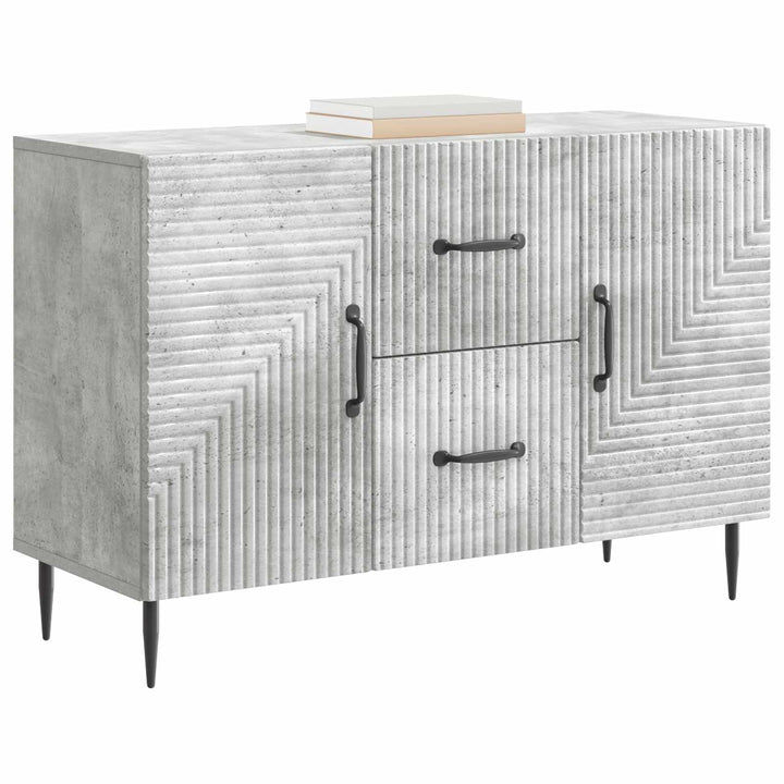 Sideboard med skuffe Betongrå 89 x 34,5 x 60 cm Konstrueret træ