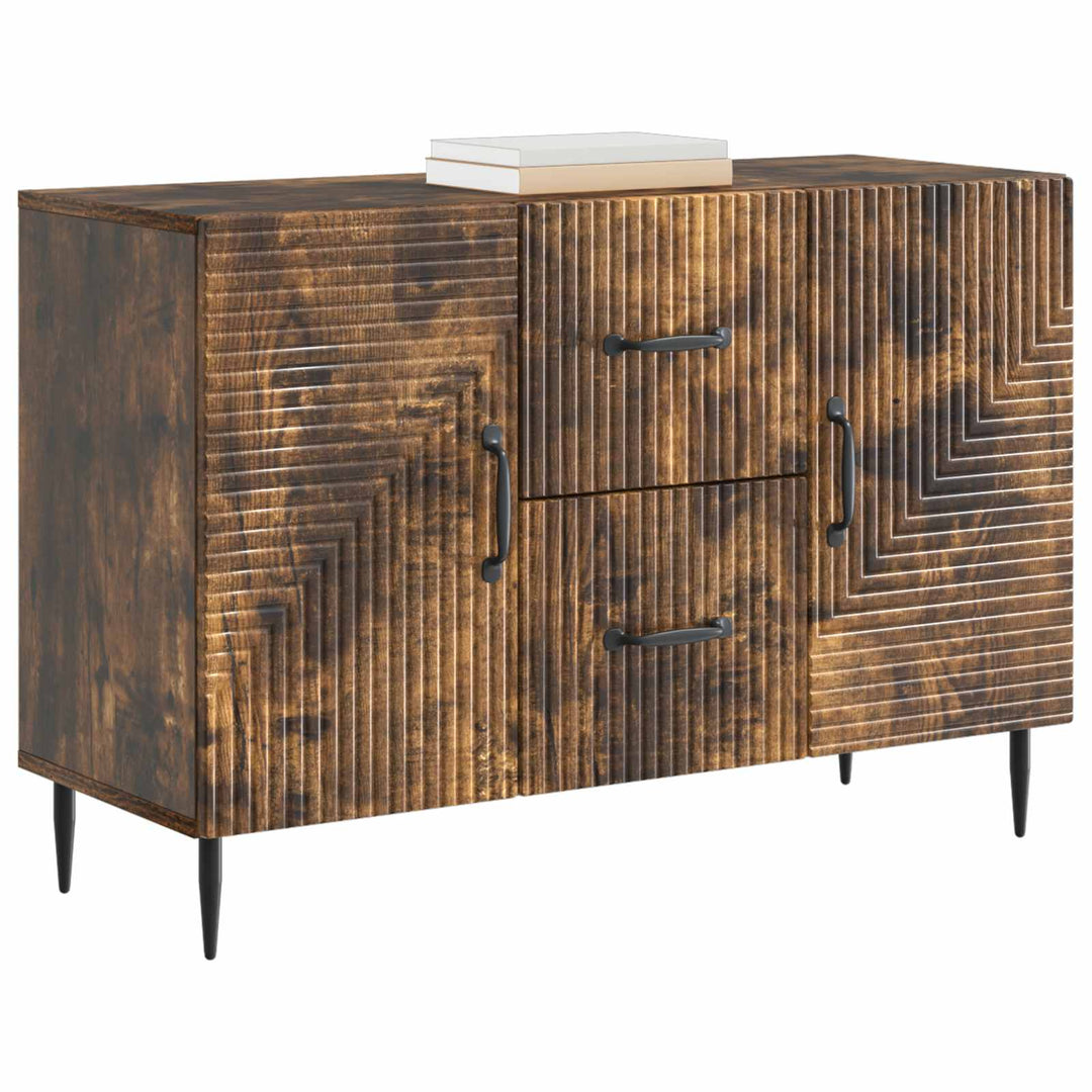 Sideboard med skuffe Røget eg 89 x 34,5 x 60 cm Konstrueret træ