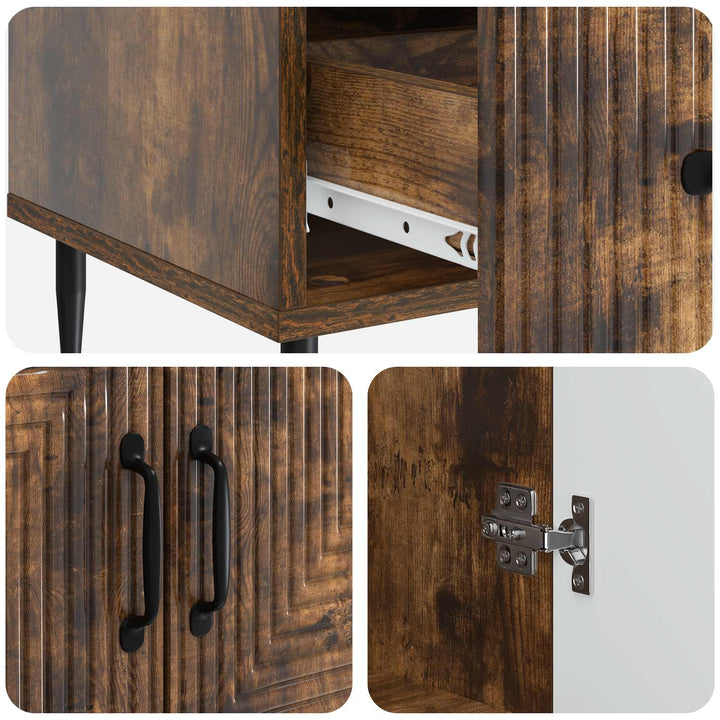 Sideboard med skuffe Røget eg 66 x 34,5 x 95 cm Konstrueret træ
