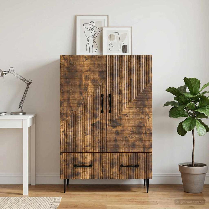 Sideboard med skuffe Røget eg 66 x 34,5 x 95 cm Konstrueret træ