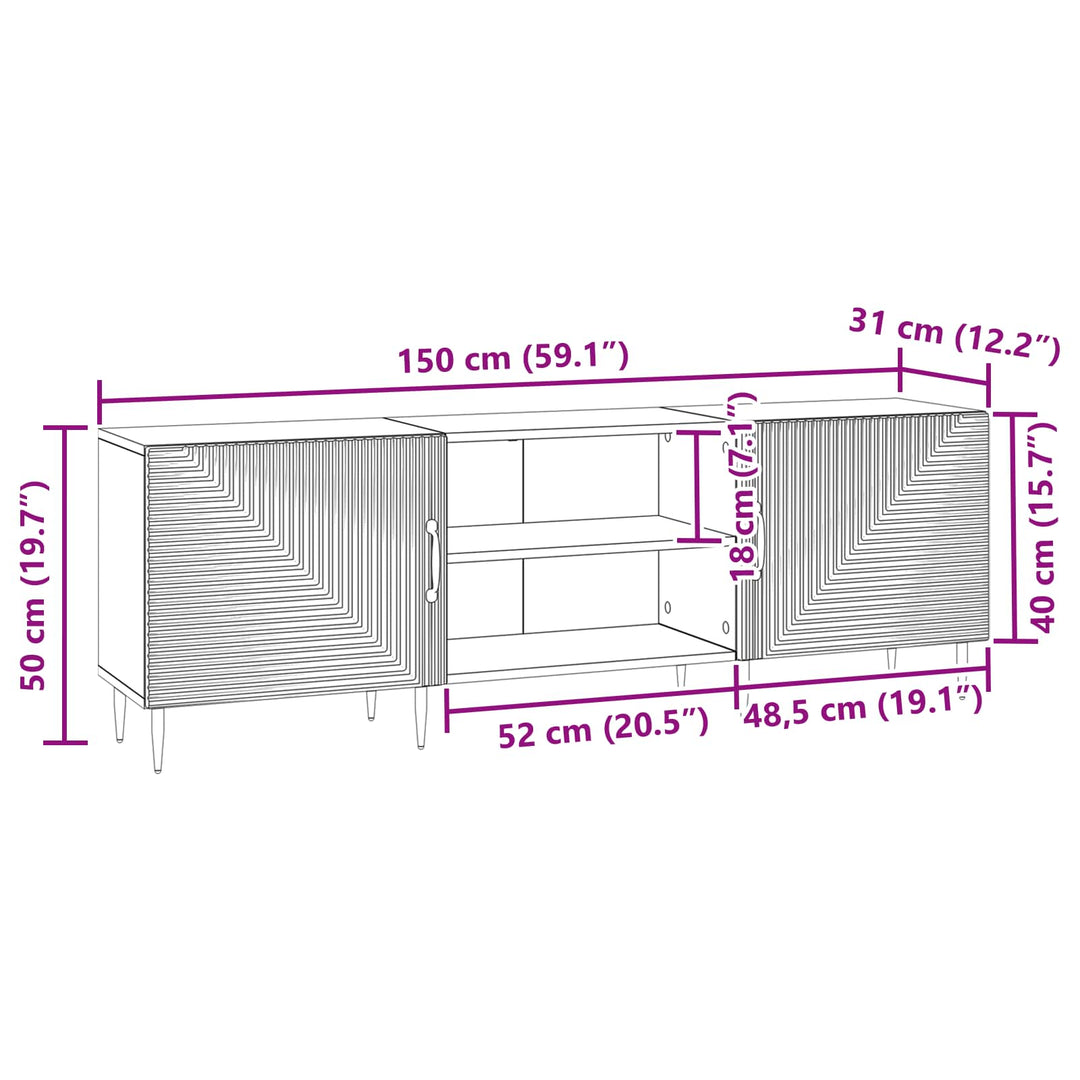 TV-skab Hvid højglans 150 x 31 x 50 cm Konstrueret træ
