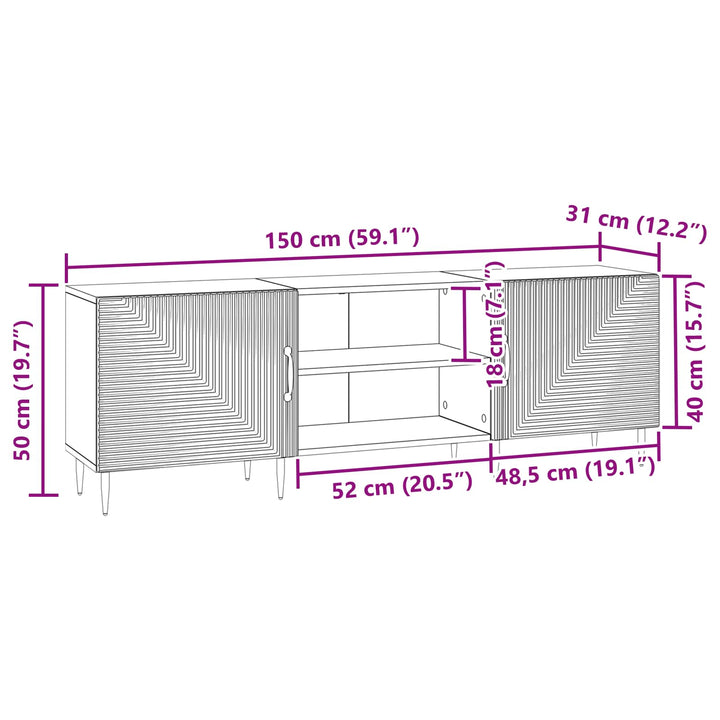 TV-skab Hvid højglans 150 x 31 x 50 cm Konstrueret træ