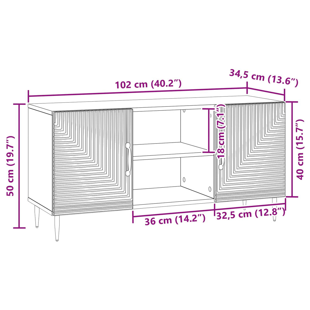 TV-skab Gammelt træ 102 x 34,5 x 50 cm Konstrueret træ