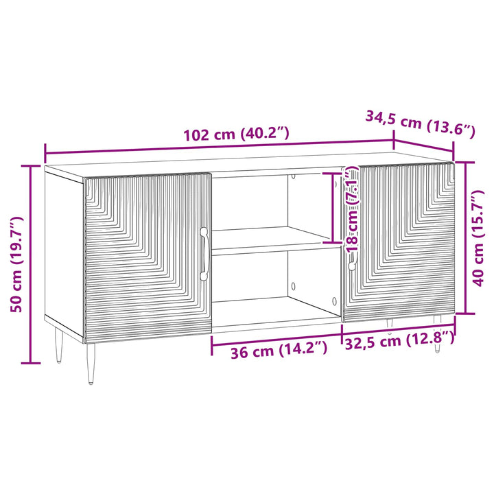 TV-skab Gammelt træ 102 x 34,5 x 50 cm Konstrueret træ