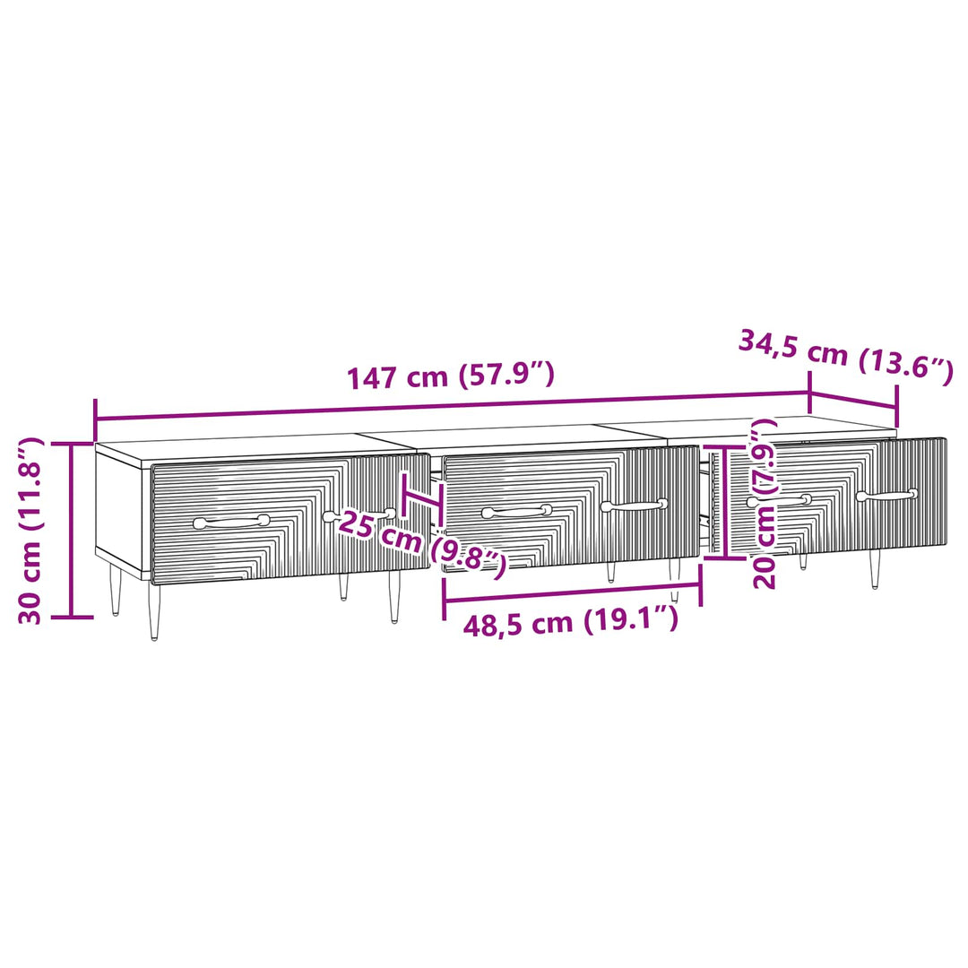 TV-skab med skuffe Sonoma-eg 147 x 34,5 x 30 cm Konstrueret træ