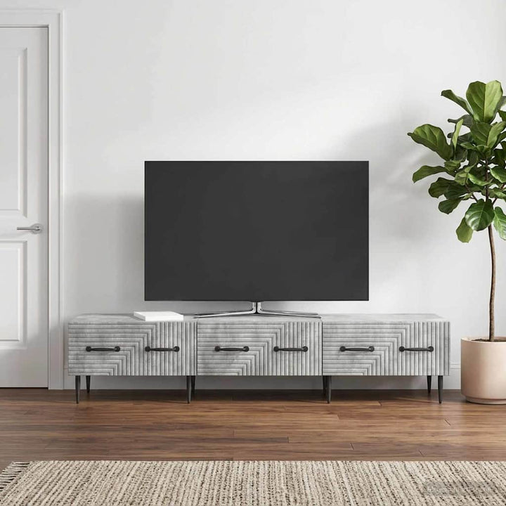 TV-skab med skuffe Betongrå 147 x 34,5 x 30 cm Konstrueret træ