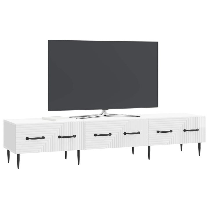 TV-skab Hvid højglans 147 x 34,5 x 30 cm Konstrueret træ