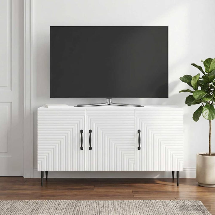 TV-skab Hvid højglans 99 x 34,5 x 50 cm Konstrueret træ