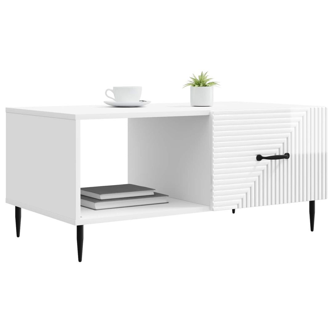 Sofabord Hvid højglans 90 x 50 x 40 cm Konstrueret træ