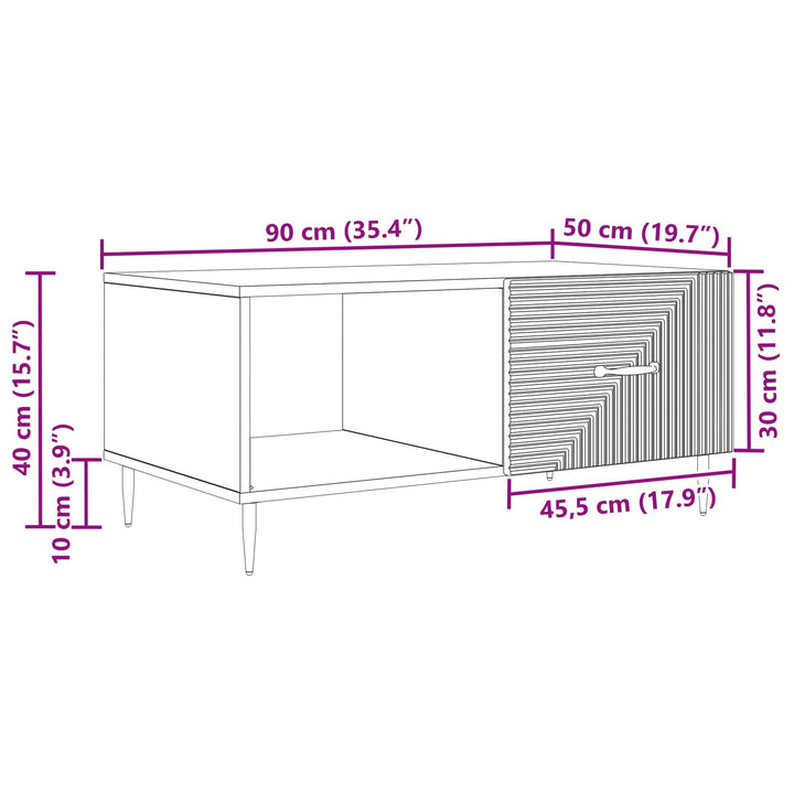 Sofabord Røget eg 90 x 50 x 40 cm Konstrueret træ