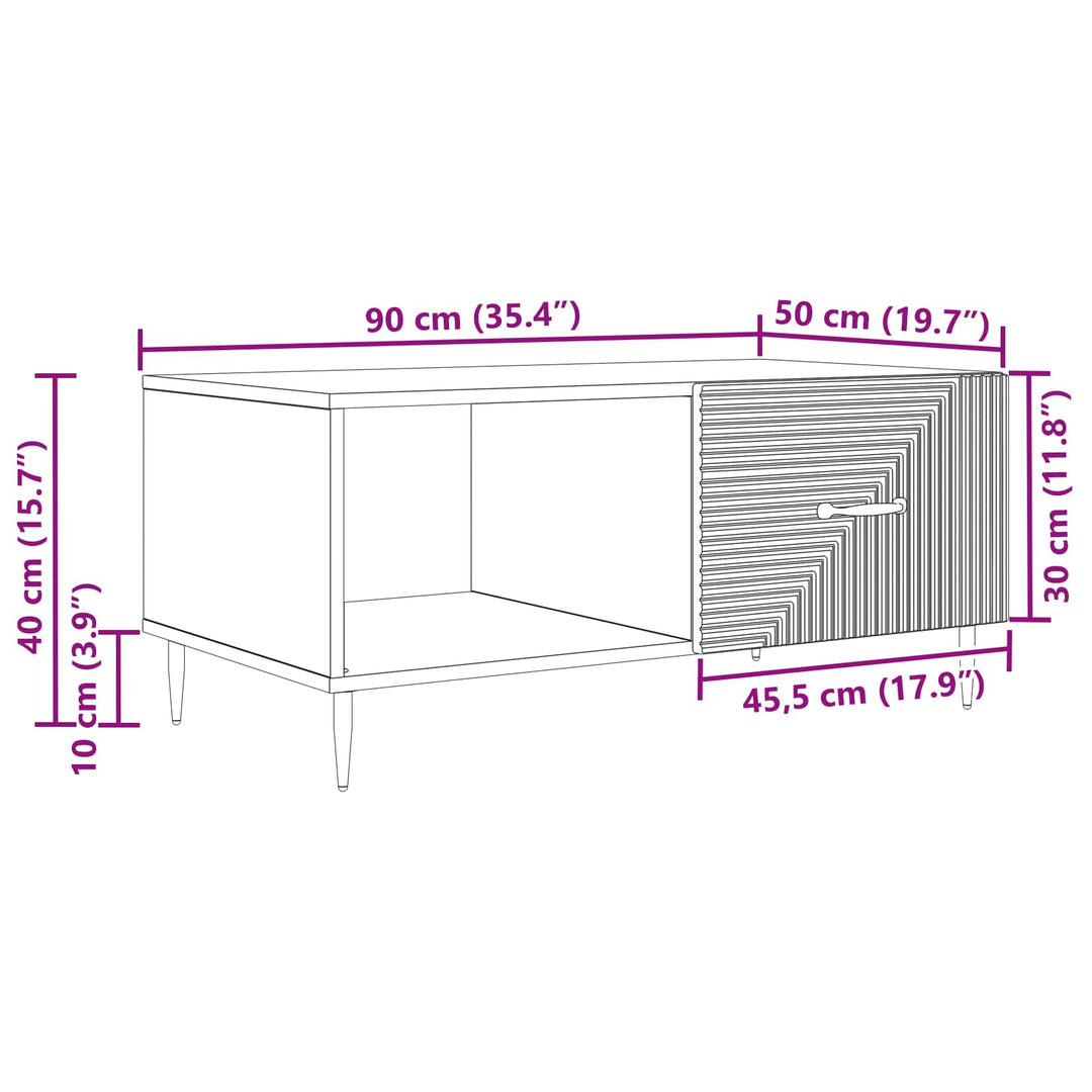 Sofabord Gammelt træ 90 x 50 x 40 cm Konstrueret træ