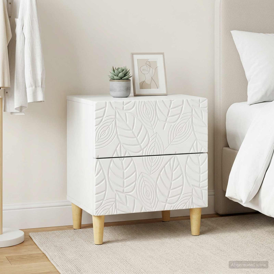 Sengebord 2 pcs Hvid 43 x 34,5 x 48 cm Konstrueret træ