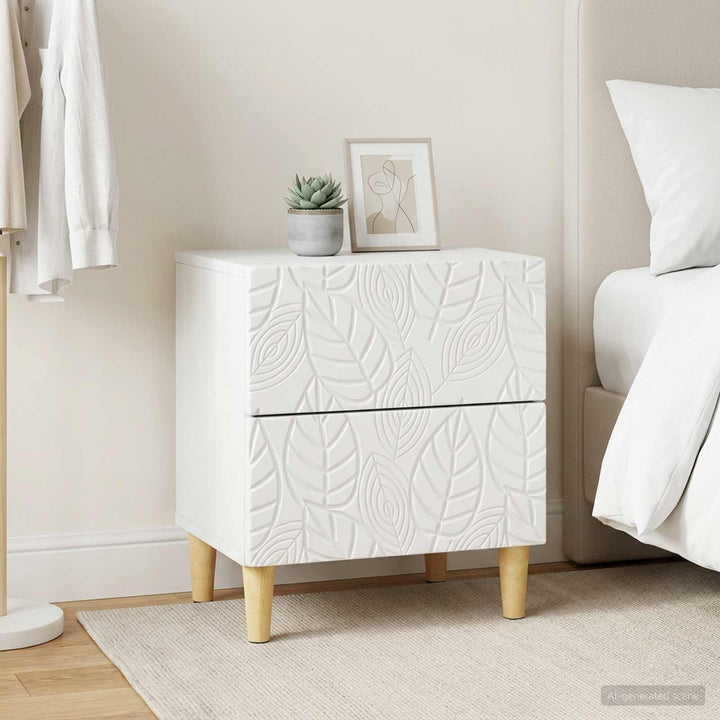 Sengebord 2 pcs Hvid 43 x 34,5 x 48 cm Konstrueret træ