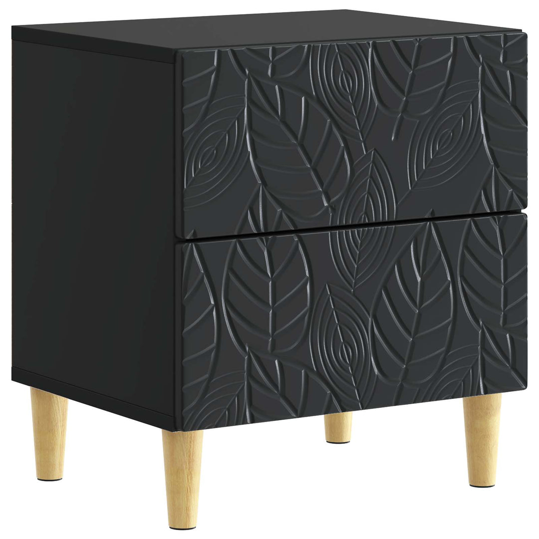 Sengebord 2 pcs Sort 43 x 34,5 x 48 cm Konstrueret træ