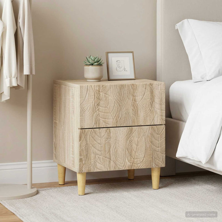 Sengebord 2 pcs Sonoma-eg 43 x 34,5 x 48 cm Konstrueret træ