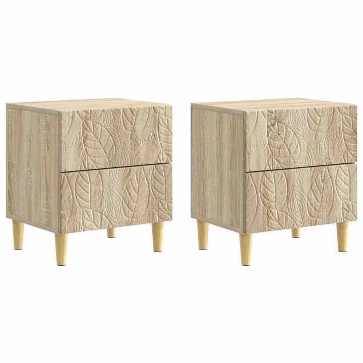 Sengebord 2 pcs Sonoma-eg 43 x 34,5 x 48 cm Konstrueret træ