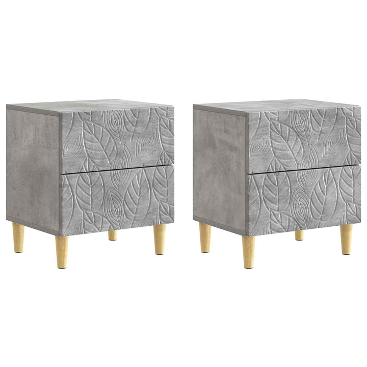 Sengebord 2 pcs Betongrå 43 x 34,5 x 48 cm Konstrueret træ