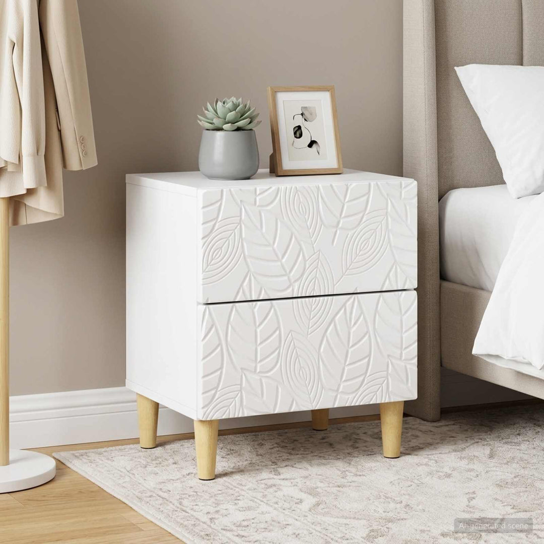 Sengebord 2 pcs Hvid højglans 43 x 34,5 x 48 cm Konstrueret træ