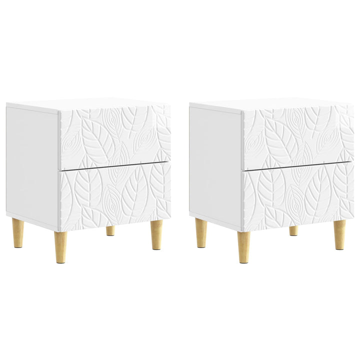 Sengebord 2 pcs Hvid højglans 43 x 34,5 x 48 cm Konstrueret træ