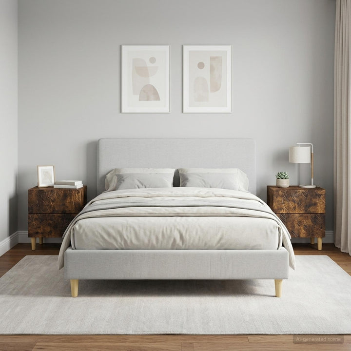 Sengebord 2 pcs Røget eg 43 x 34,5 x 48 cm Konstrueret træ