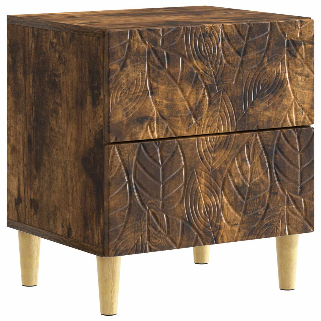 Sengebord 2 pcs Røget eg 43 x 34,5 x 48 cm Konstrueret træ