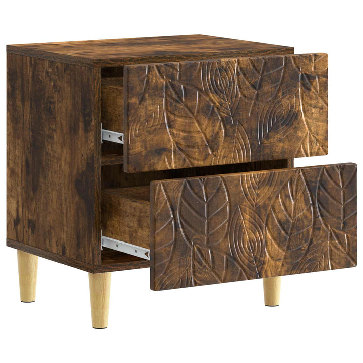 Sengebord 2 pcs Røget eg 43 x 34,5 x 48 cm Konstrueret træ