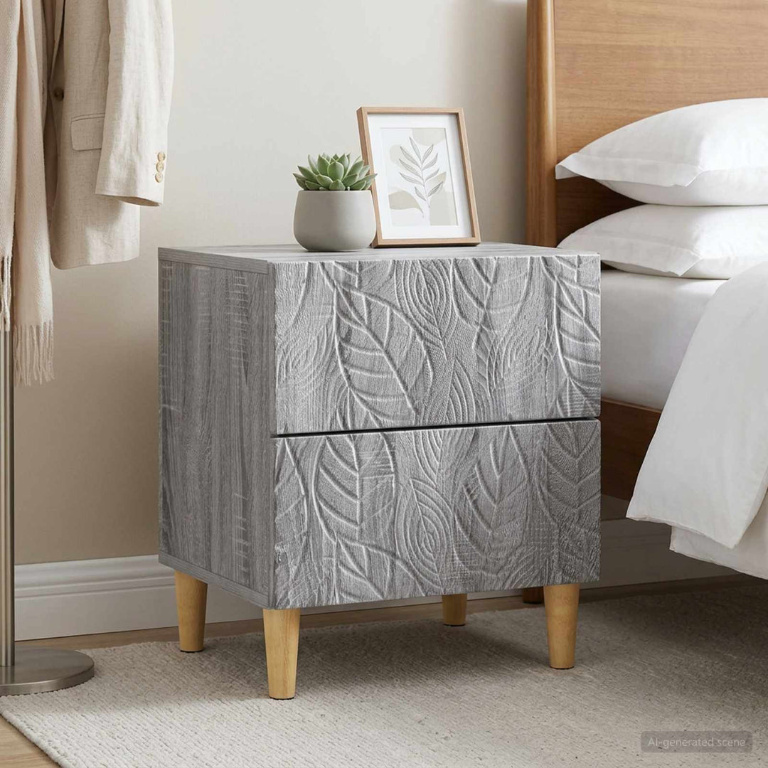 Sengebord 2 pcs Grå Sonoma 43 x 34,5 x 48 cm Konstrueret træ