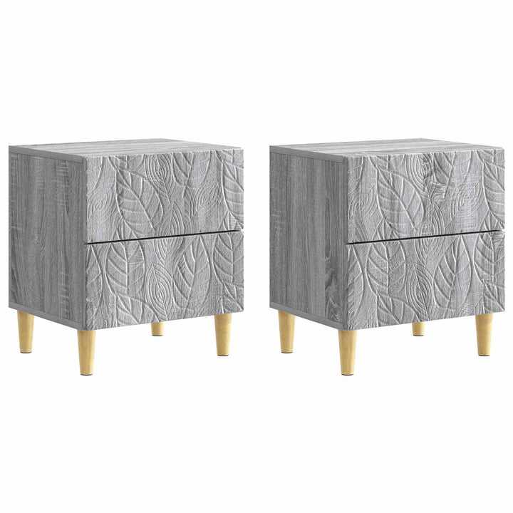 Sengebord 2 pcs Grå Sonoma 43 x 34,5 x 48 cm Konstrueret træ