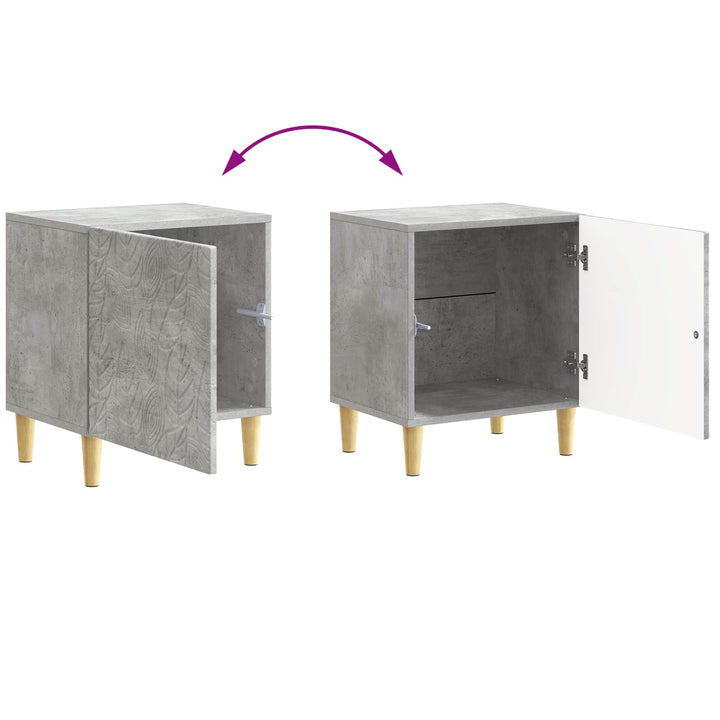 Sengebord 2 pcs Betongrå 43 x 34,5 x 50 cm Konstrueret træ