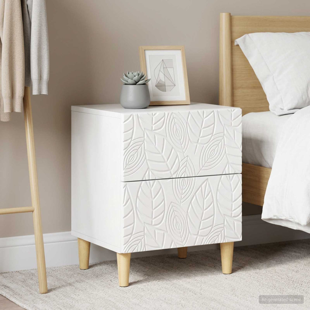 Sengebord 2 pcs Hvid højglans 43 x 34,5 x 50 cm Konstrueret træ