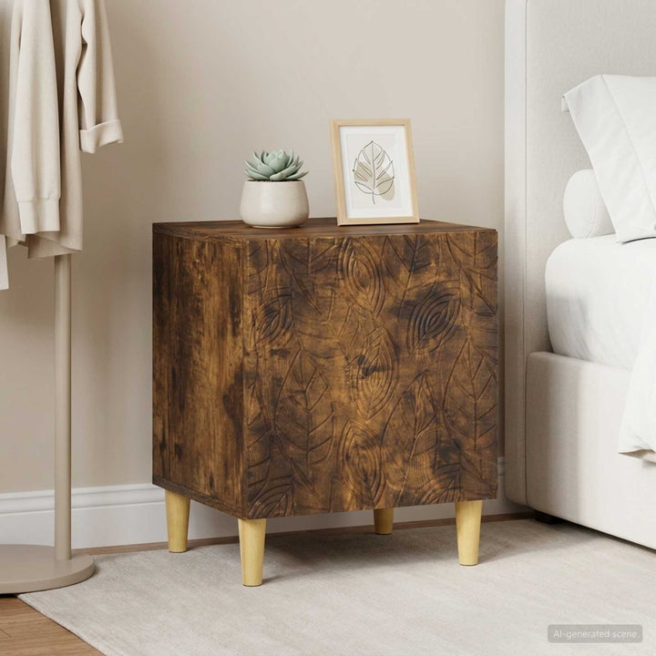 Sengebord 2 pcs Røget eg 43 x 34,5 x 50 cm Konstrueret træ