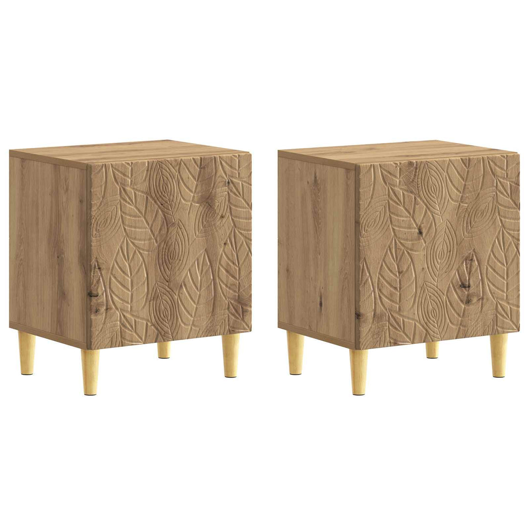 Sengebord 2 pcs Artisan-eg 43 x 34,5 x 50 cm Konstrueret træ