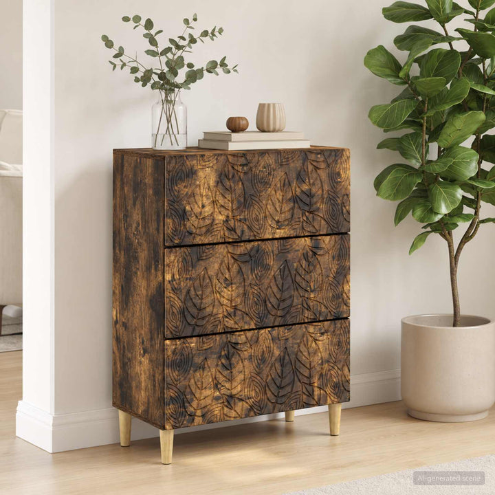 Skuffeskab Røget eg 66 x 34,5 x 90 cm Konstrueret træ