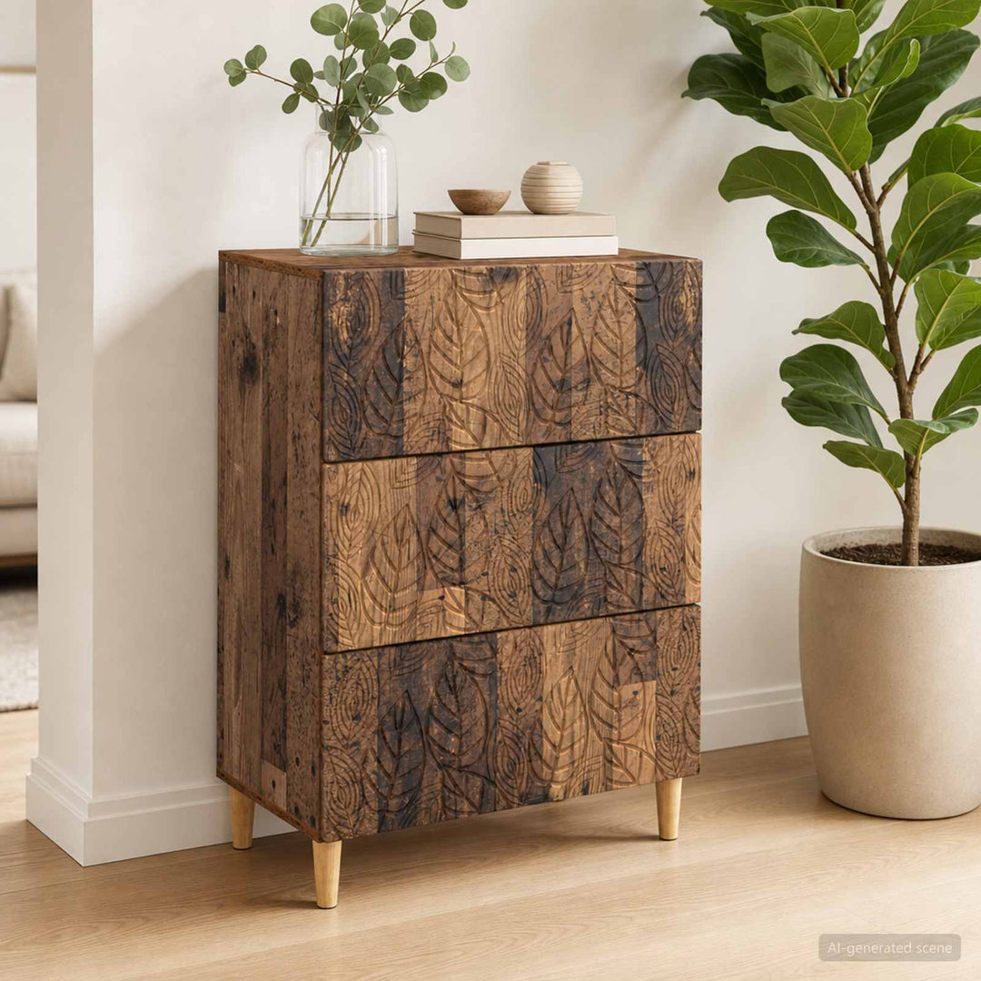Skuffeskab Gammelt træ 66 x 34,5 x 90 cm Konstrueret træ