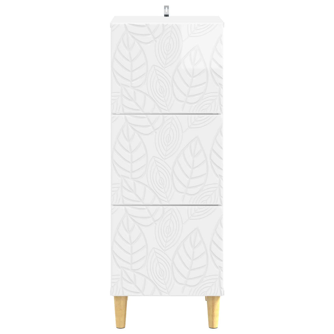Skuffeskab Hvid højglans 33 x 34,5 x 90 cm Konstrueret træ
