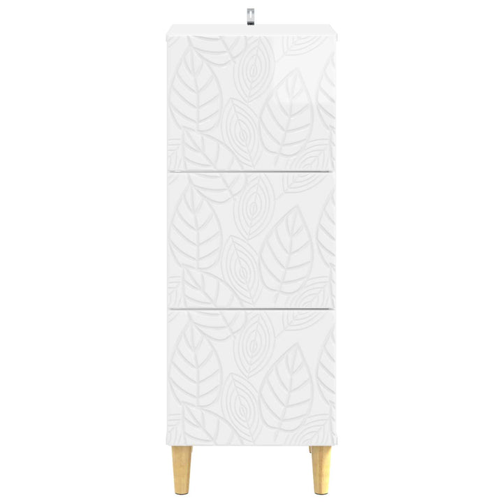 Skuffeskab Hvid højglans 33 x 34,5 x 90 cm Konstrueret træ